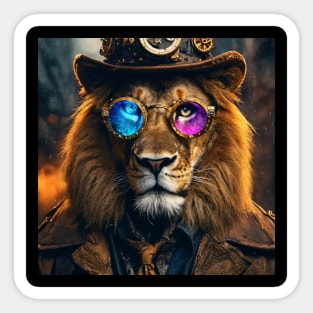 Steampunk Lion With Glasses Sticker